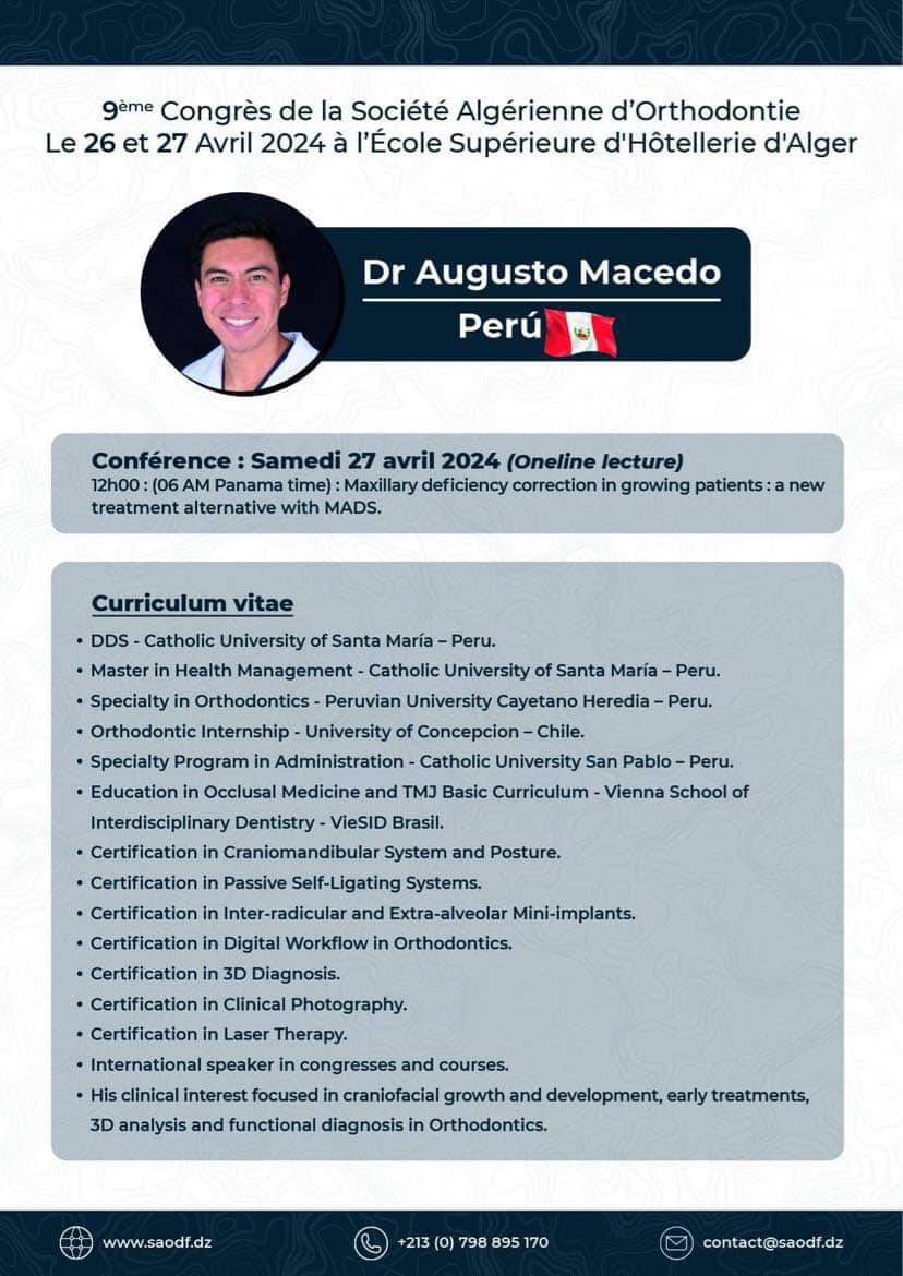 9ème congrès annuel de la Société Algérienne d'Orthodontie (2024) - SAO